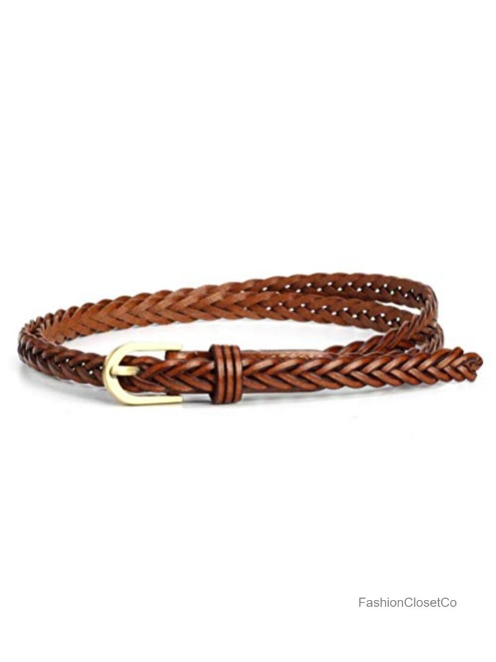 Faux Leather Braided Waist Belt Woven Strap Adjustable Women's